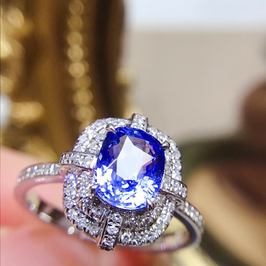 14k Gold 2.12 Ctw Natural Sapphire & Diamond Ring - 3
