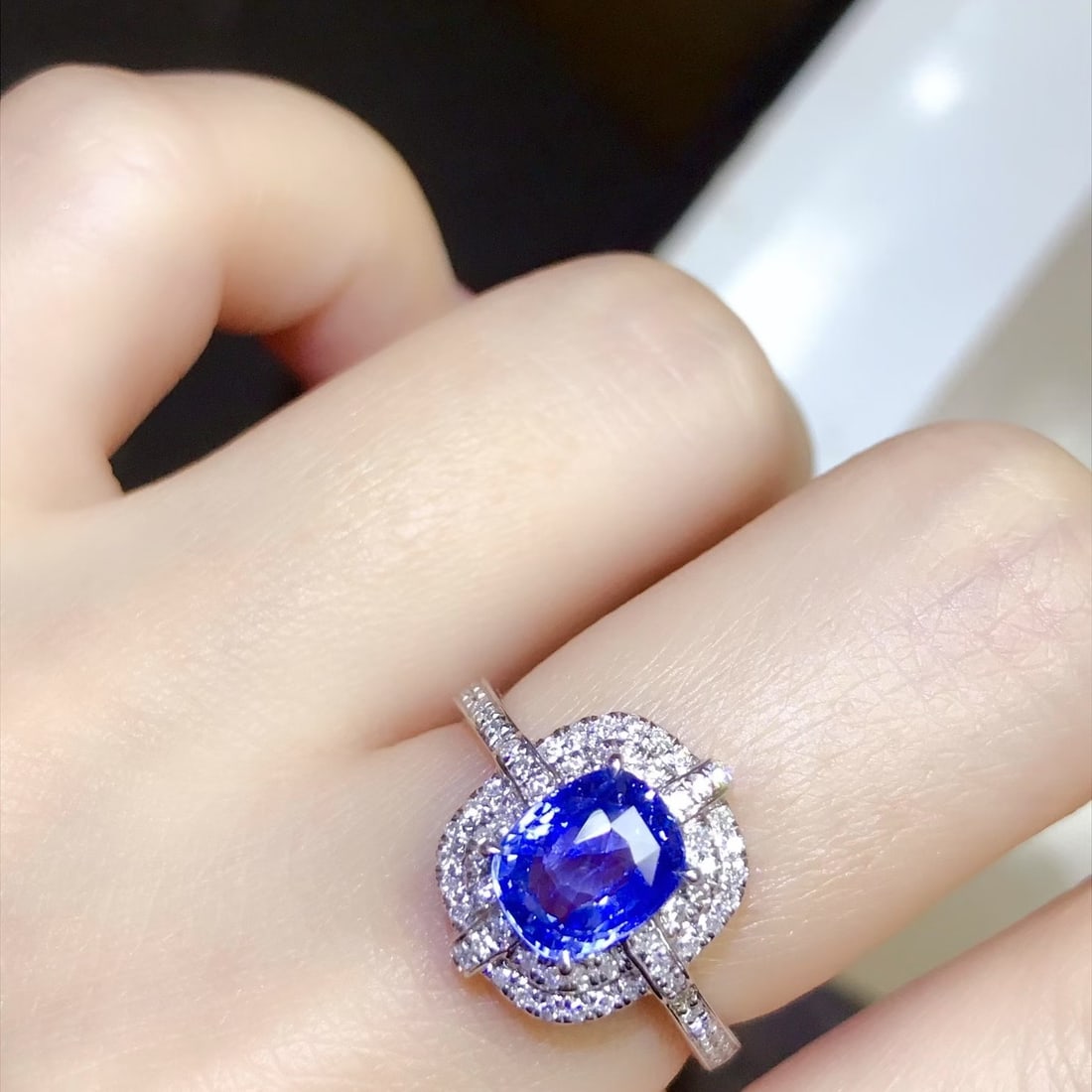 14k Gold 2.12 Ctw Natural Sapphire & Diamond Ring - 4