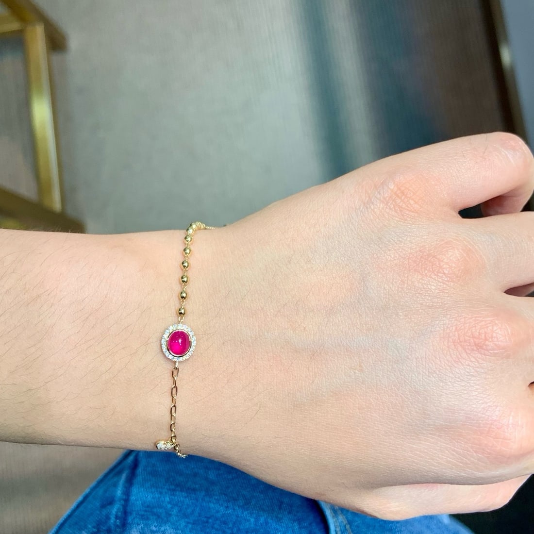 14k Gold 0.91 Ctw Natural Ruby & Diamond Bracelet - 6