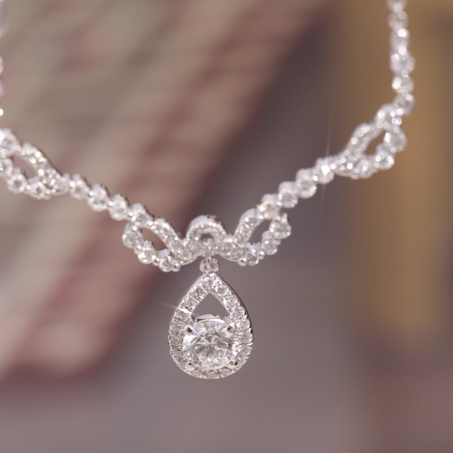 14k Gold 0.6 Ct Natural H Diamond Necklace - 2
