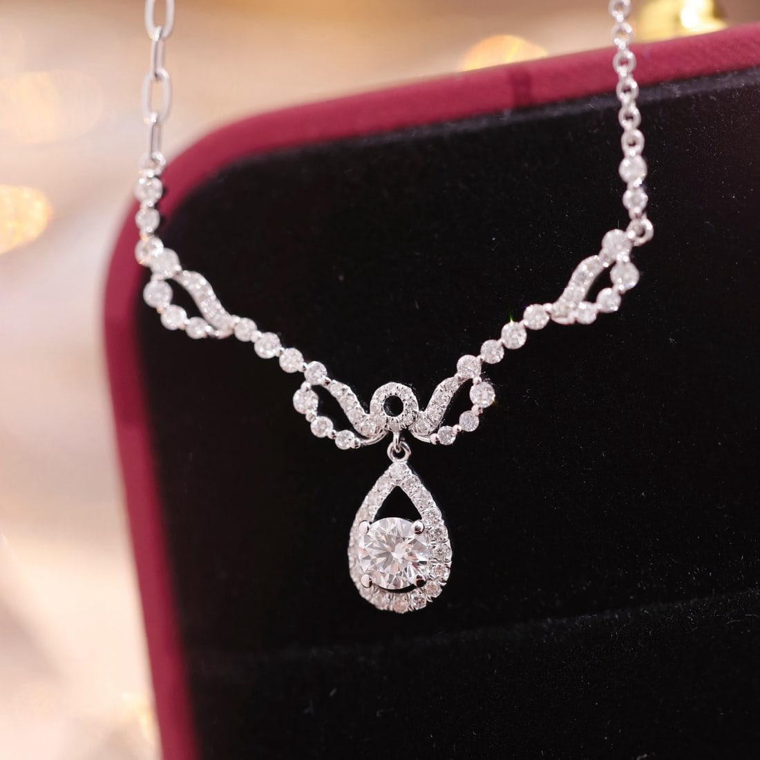 14k Gold 0.6 Ct Natural H Diamond Necklace - 5