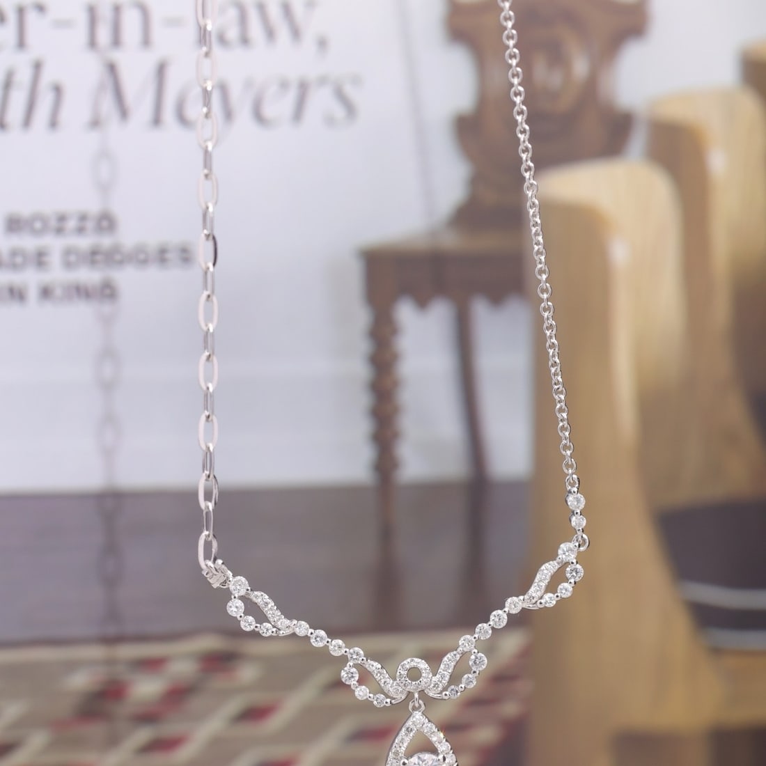 14k Gold 0.6 Ct Natural H Diamond Necklace - 6