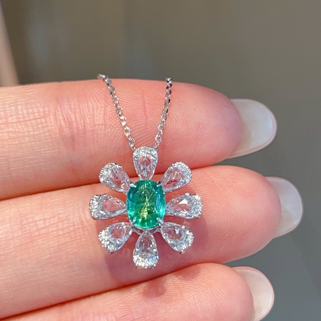 14k Gold 0.8 Ct Natural Paraiba Tourmaline & Diamond & Sapphire Pendant( Without Chain ) - 4