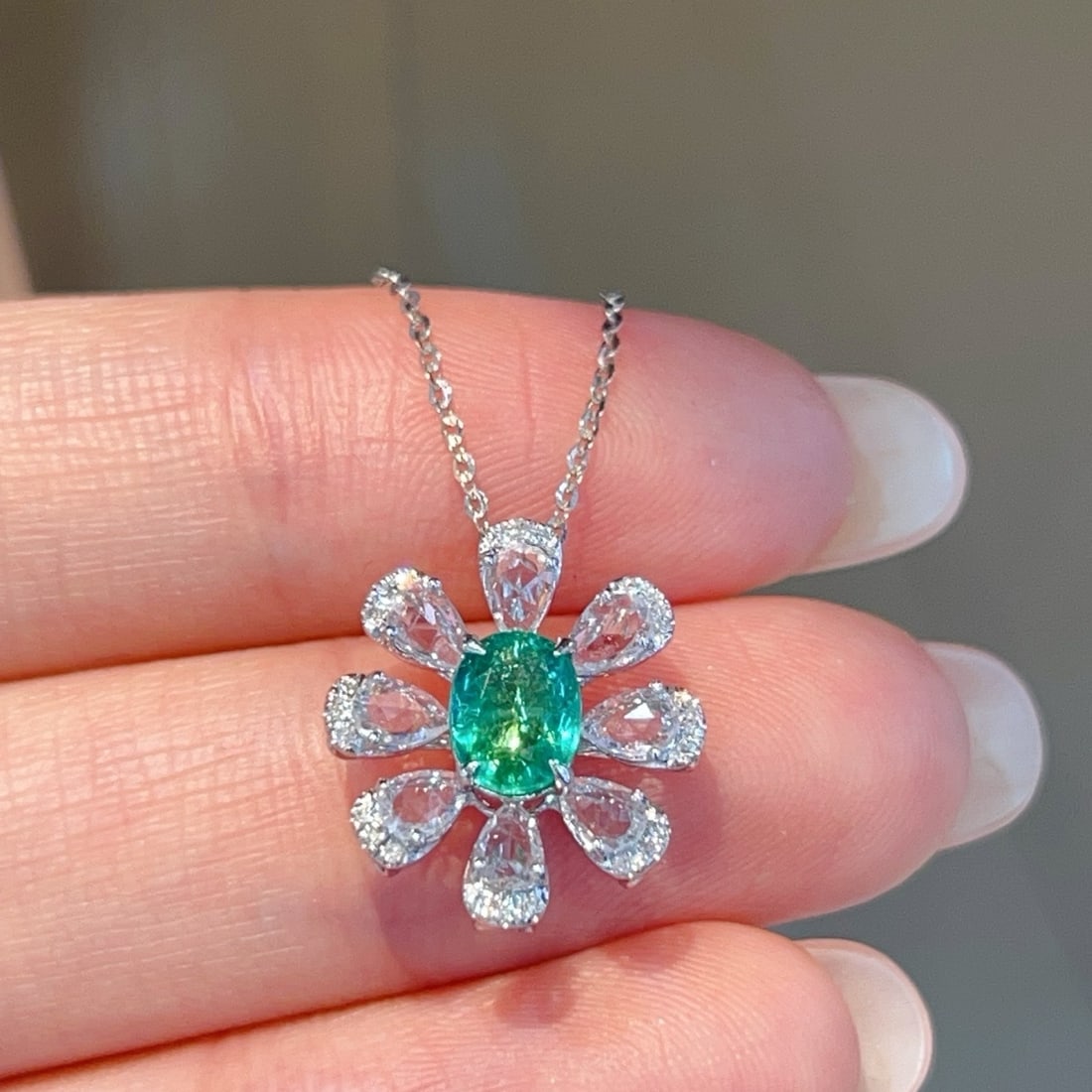 14k Gold 0.8 Ct Natural Paraiba Tourmaline & Diamond & Sapphire Pendant( Without Chain ) - 5
