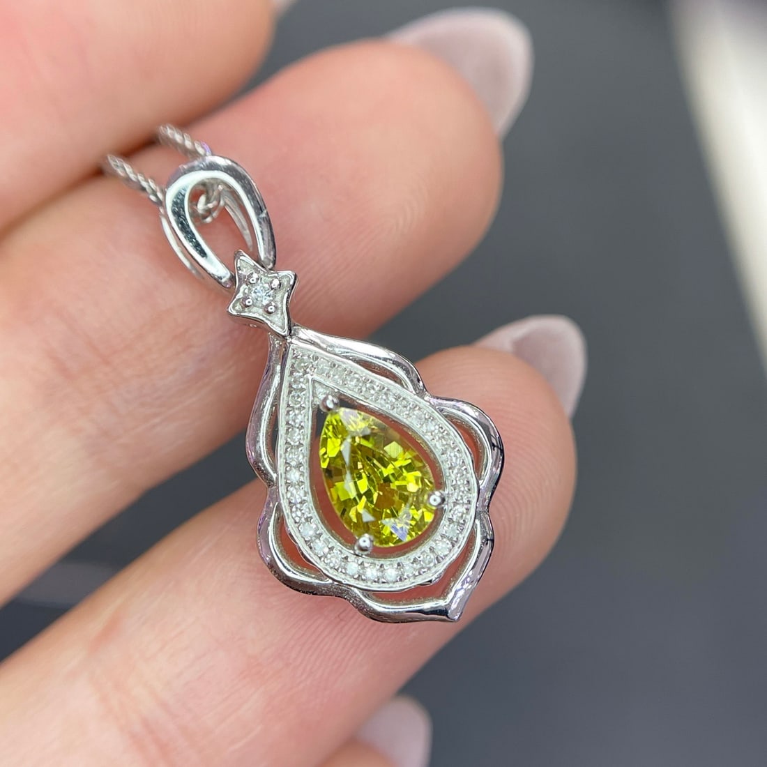14k Gold 0.95 Ct Natural Sapphire & Diamond Pendant( Without Chain ) - 2