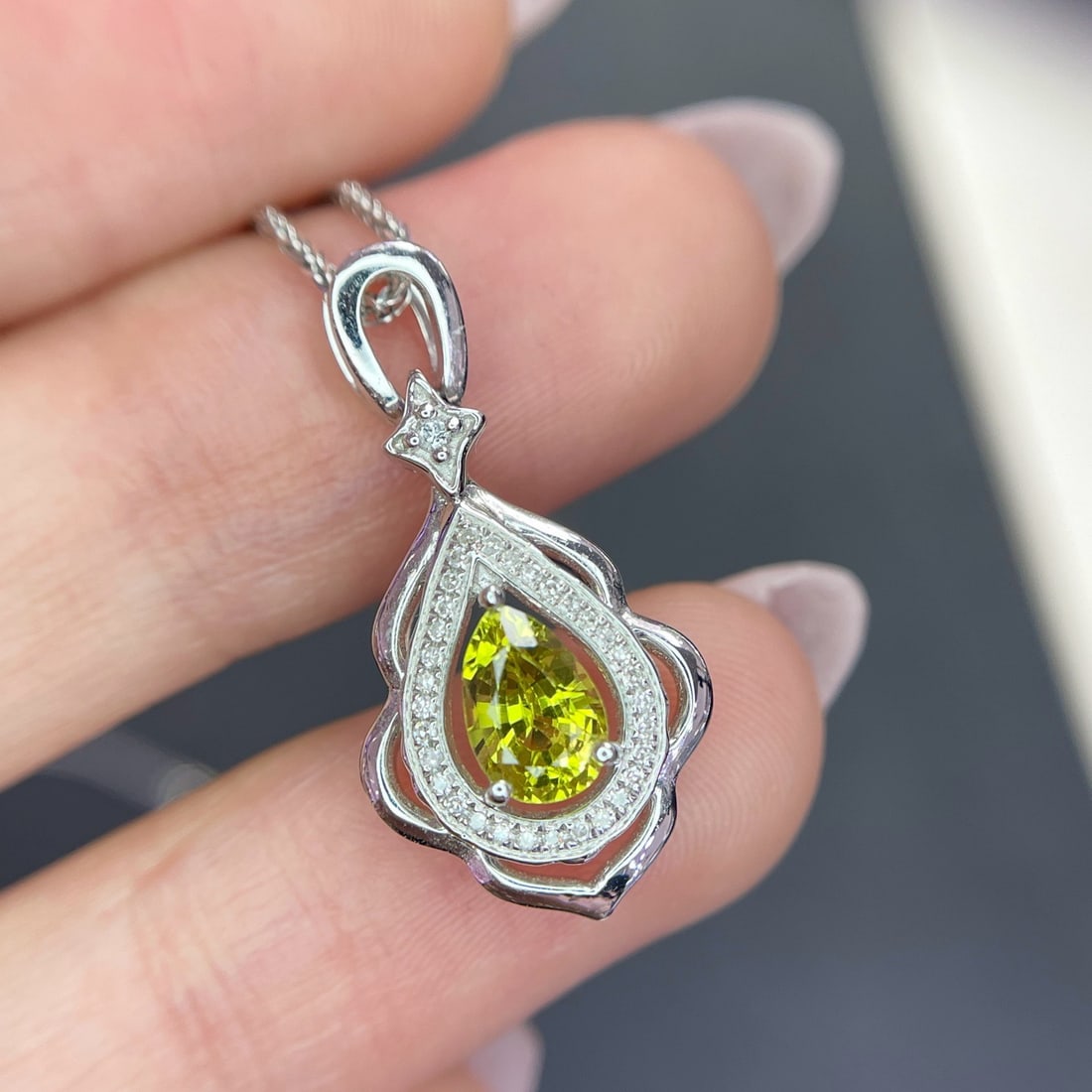 14k Gold 0.95 Ct Natural Sapphire & Diamond Pendant( Without Chain ) - 3