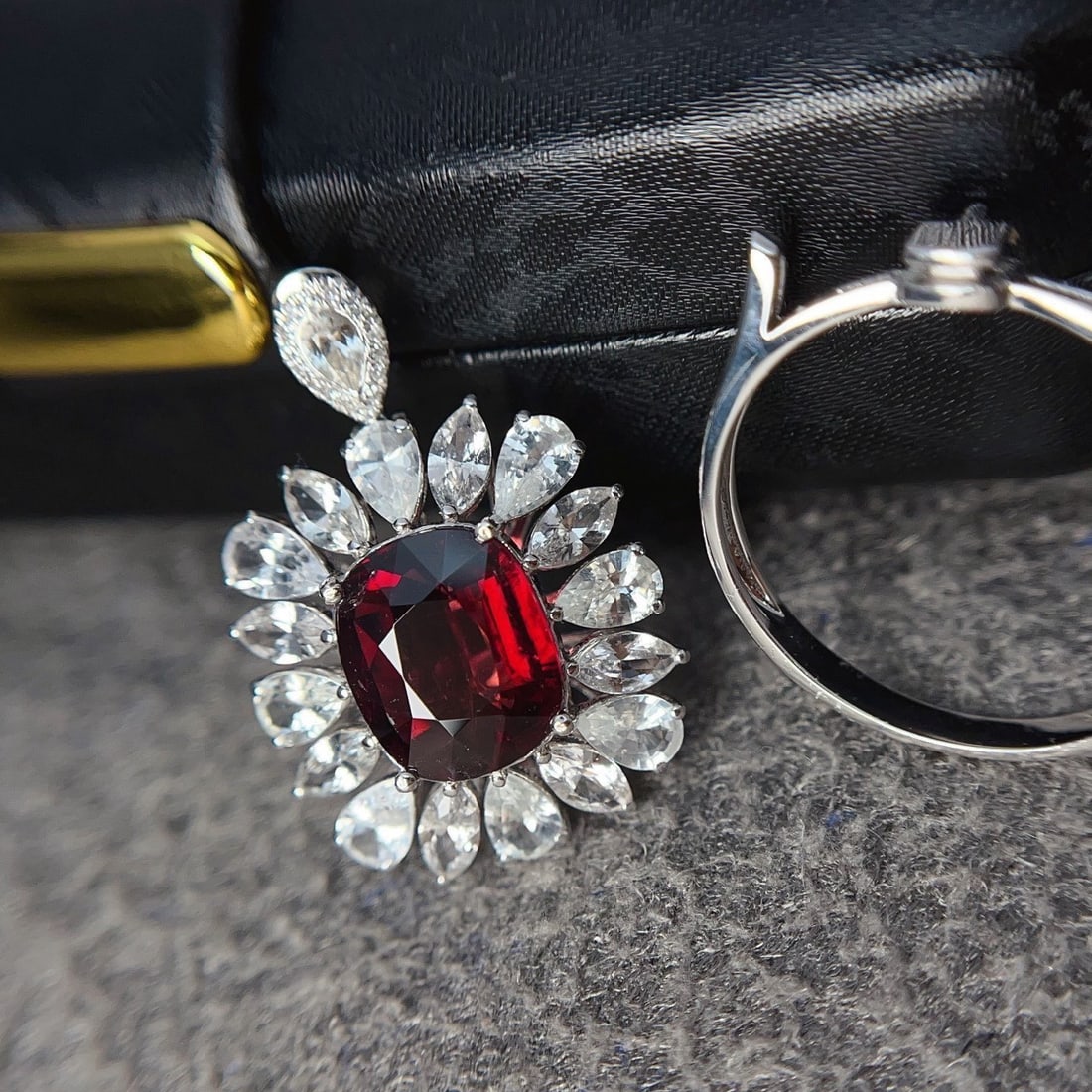 14k Gold 3.20 Ct Natural Tourmaline & Diamond & Sapphire Ring/pendant( Without Chain ) - 4