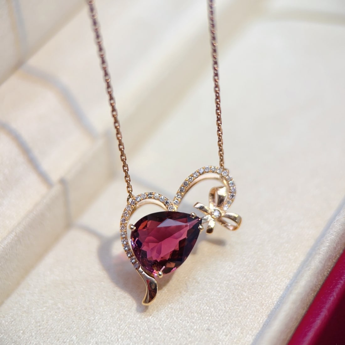 14k Gold 2.75 Ct Natural Tourmaline & Diamond Necklace - 3