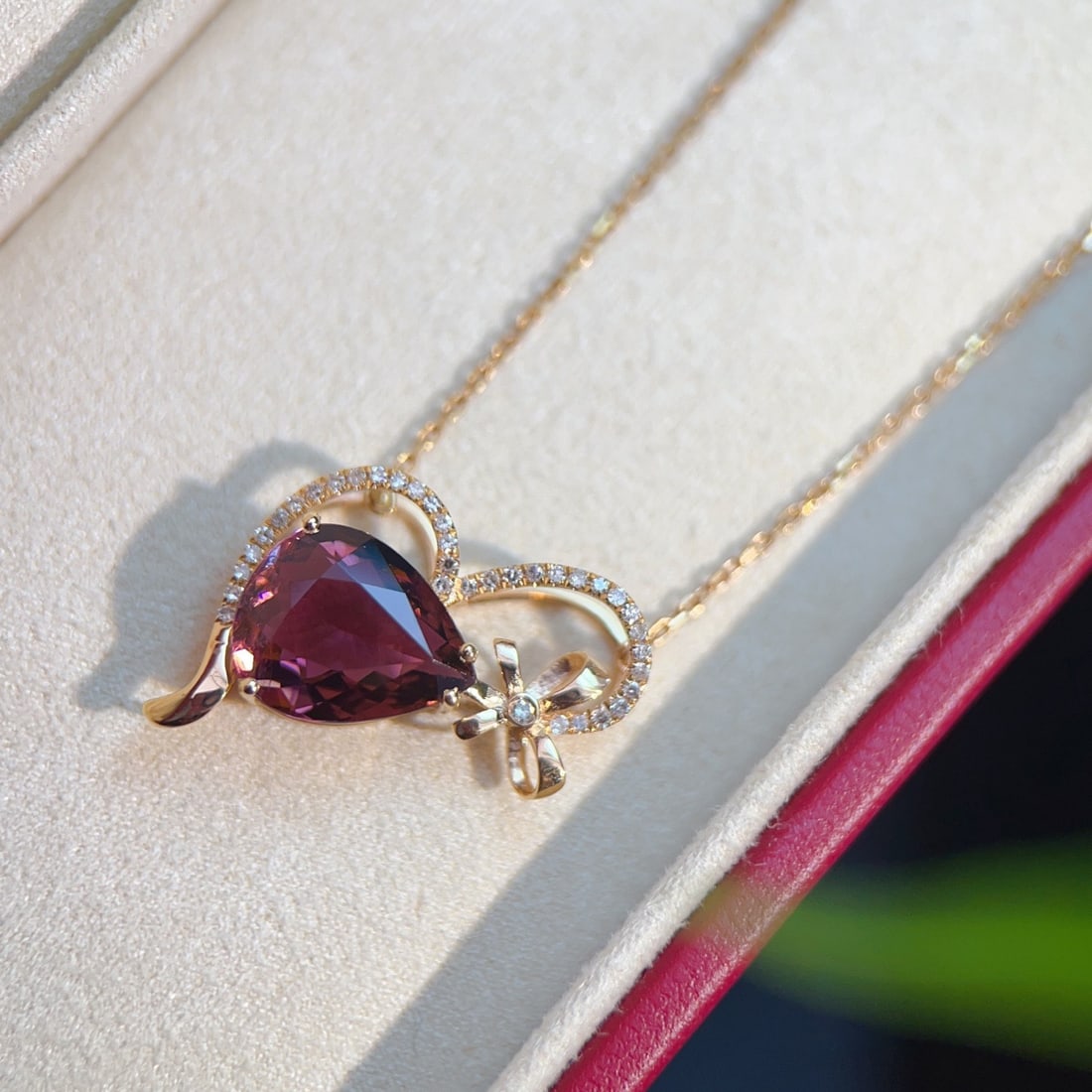 14k Gold 2.75 Ct Natural Tourmaline & Diamond Necklace - 4