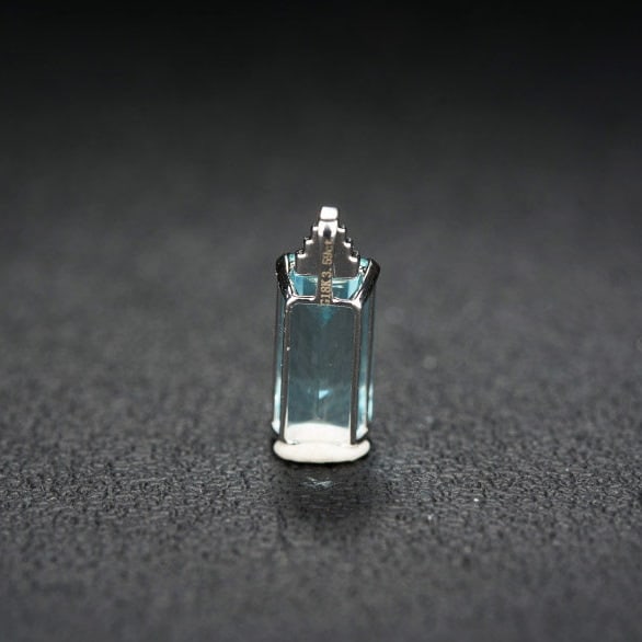 14k Gold 3.59 Ct Natural Aquamarine & Diamond Pendant( Without Chain ) - 3