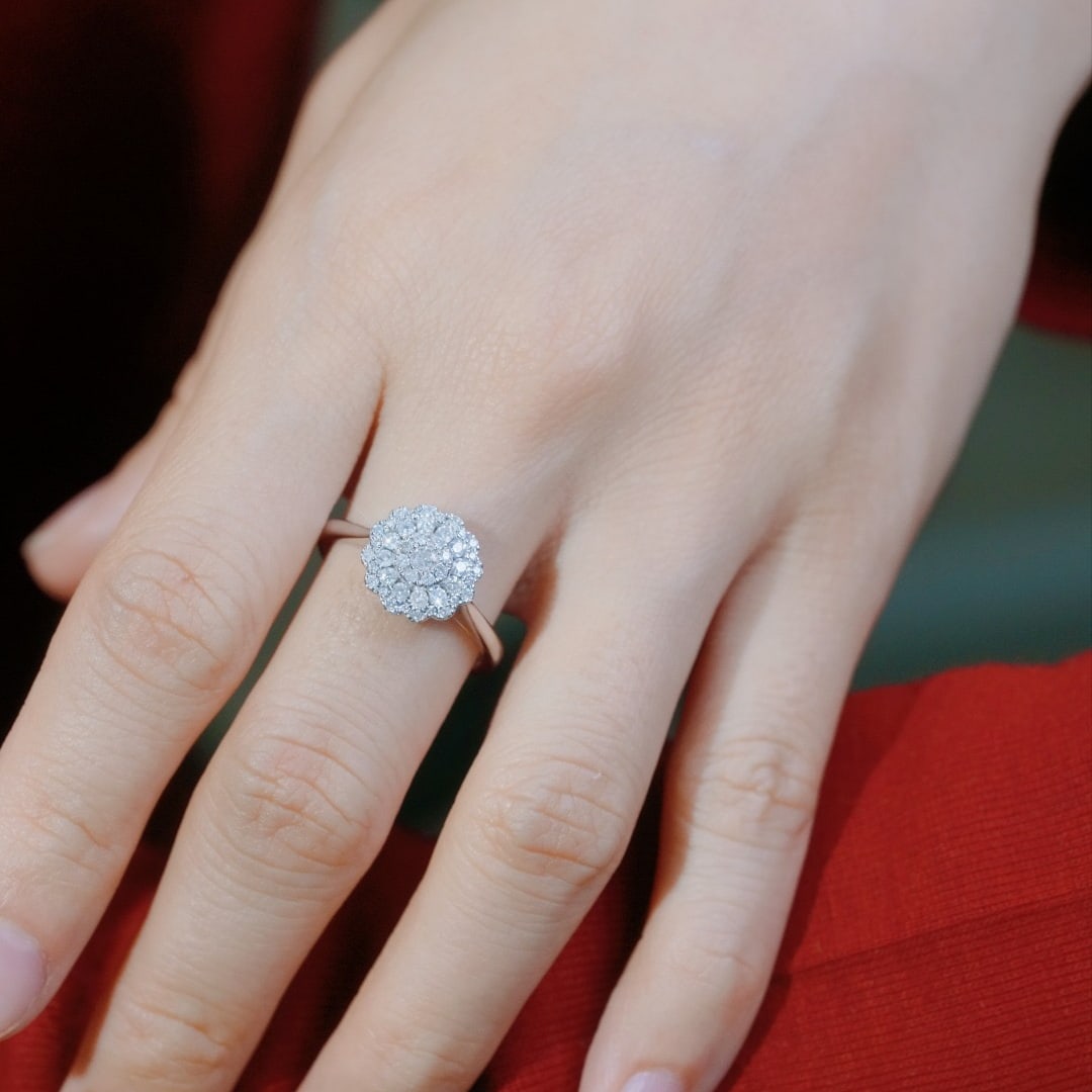 14k Gold 0.50 Ct Natural H Diamond Ring - 2