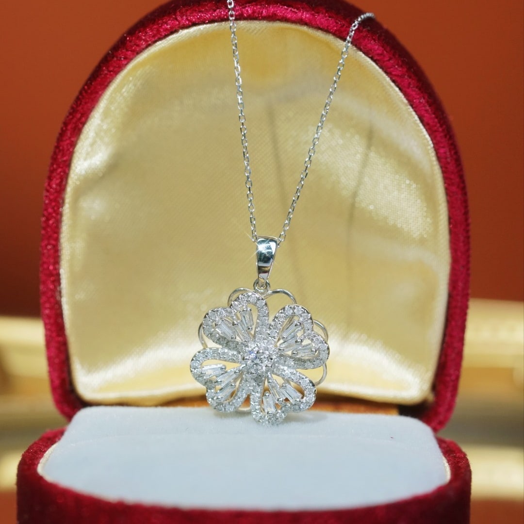 14k Gold 0.75 Ct Natural H Diamond Necklace - 2