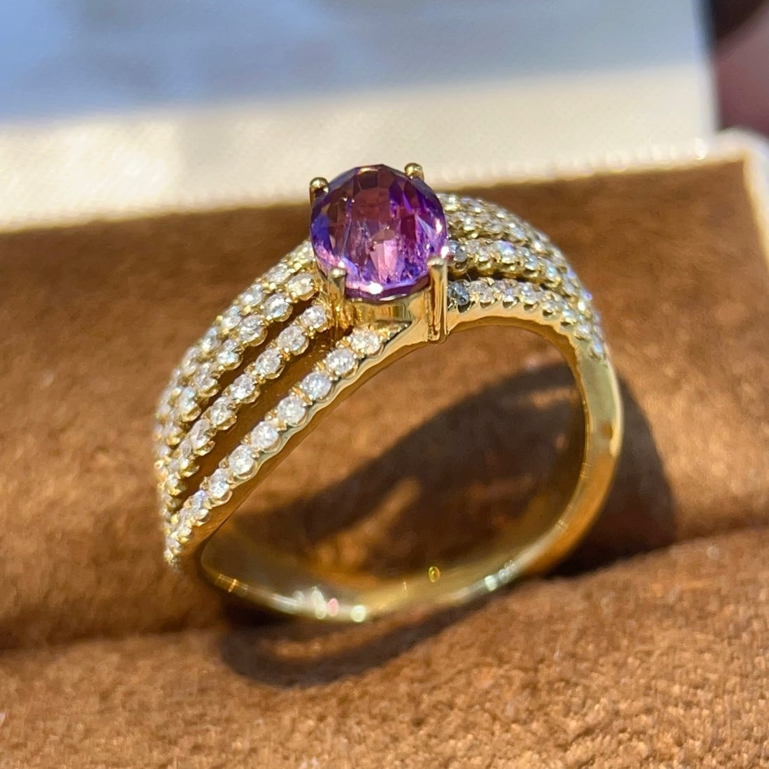 14k Gold 2.29 Ctw Natural Sapphire & Diamond Ring - 3