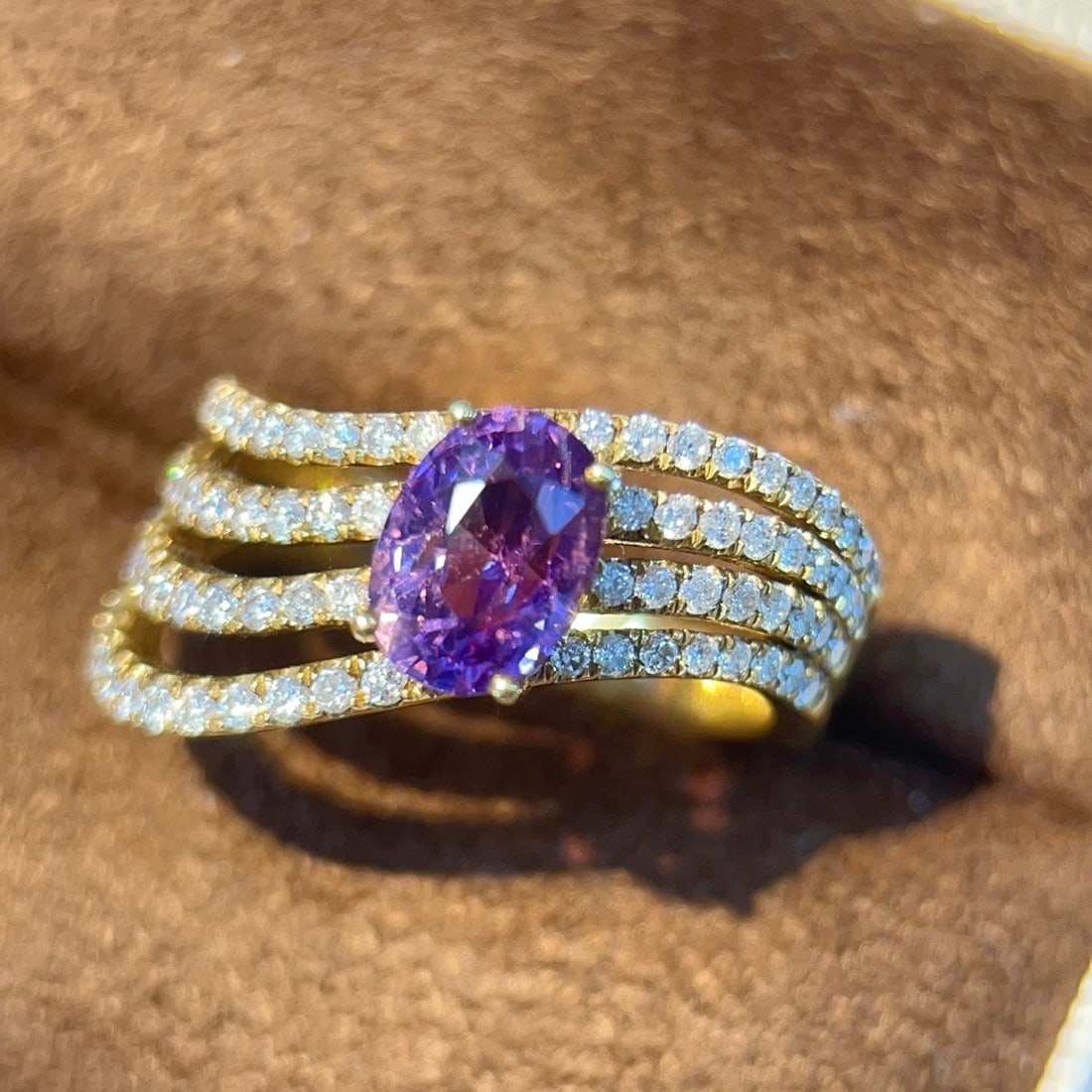 14k Gold 2.29 Ctw Natural Sapphire & Diamond Ring - 4