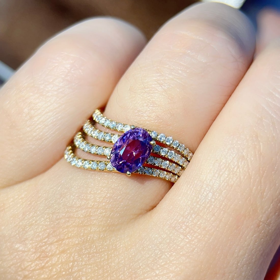 14k Gold 2.29 Ctw Natural Sapphire & Diamond Ring - 5