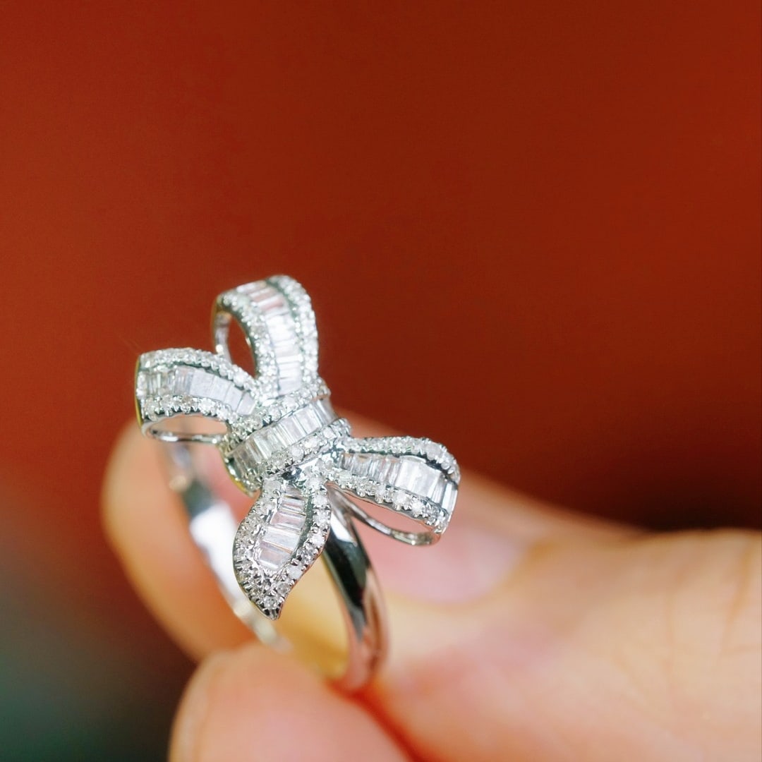 14k Gold 0.50 Ct Natural H Diamond Ring - 4