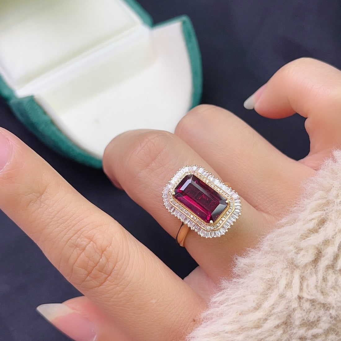 14k Gold 3.70 Ct Natural Tourmaline & Diamond Ring/pendant( Without Chain ) - 4