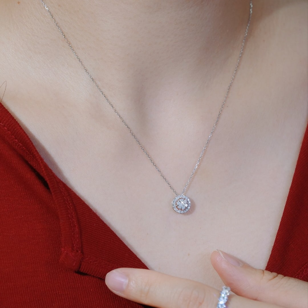 14k Gold 0.30 Ct Natural H Diamond Necklace - 2