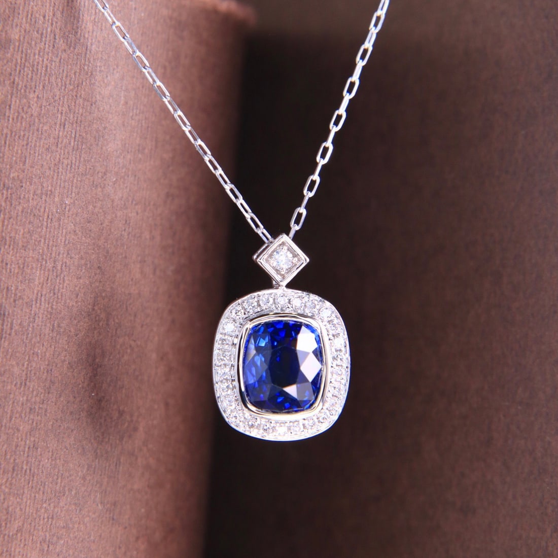 14k Gold 1.34 Ctw Natural Sapphire & Diamond Necklace - 3