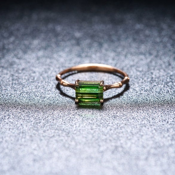 14k Gold 1.25 Ct Natural Tourmaline & Diamond Ring - 4