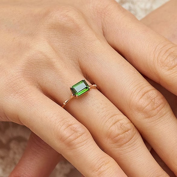 14k Gold 1.25 Ct Natural Tourmaline & Diamond Ring - 8