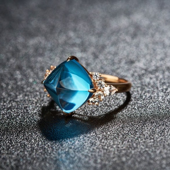 14k Gold 10.29 Ctw Natural Topaz & Sapphire Ring - 3