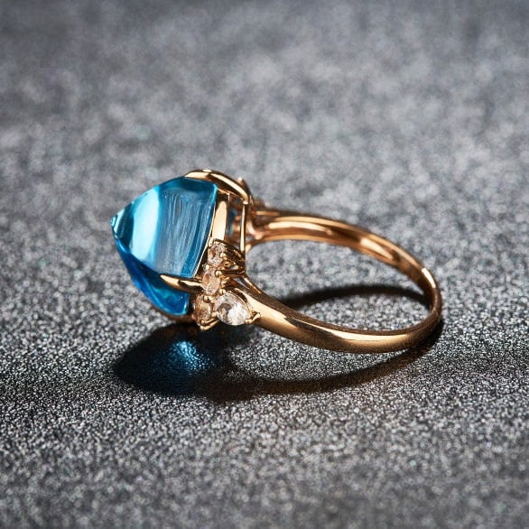 14k Gold 10.29 Ctw Natural Topaz & Sapphire Ring - 4