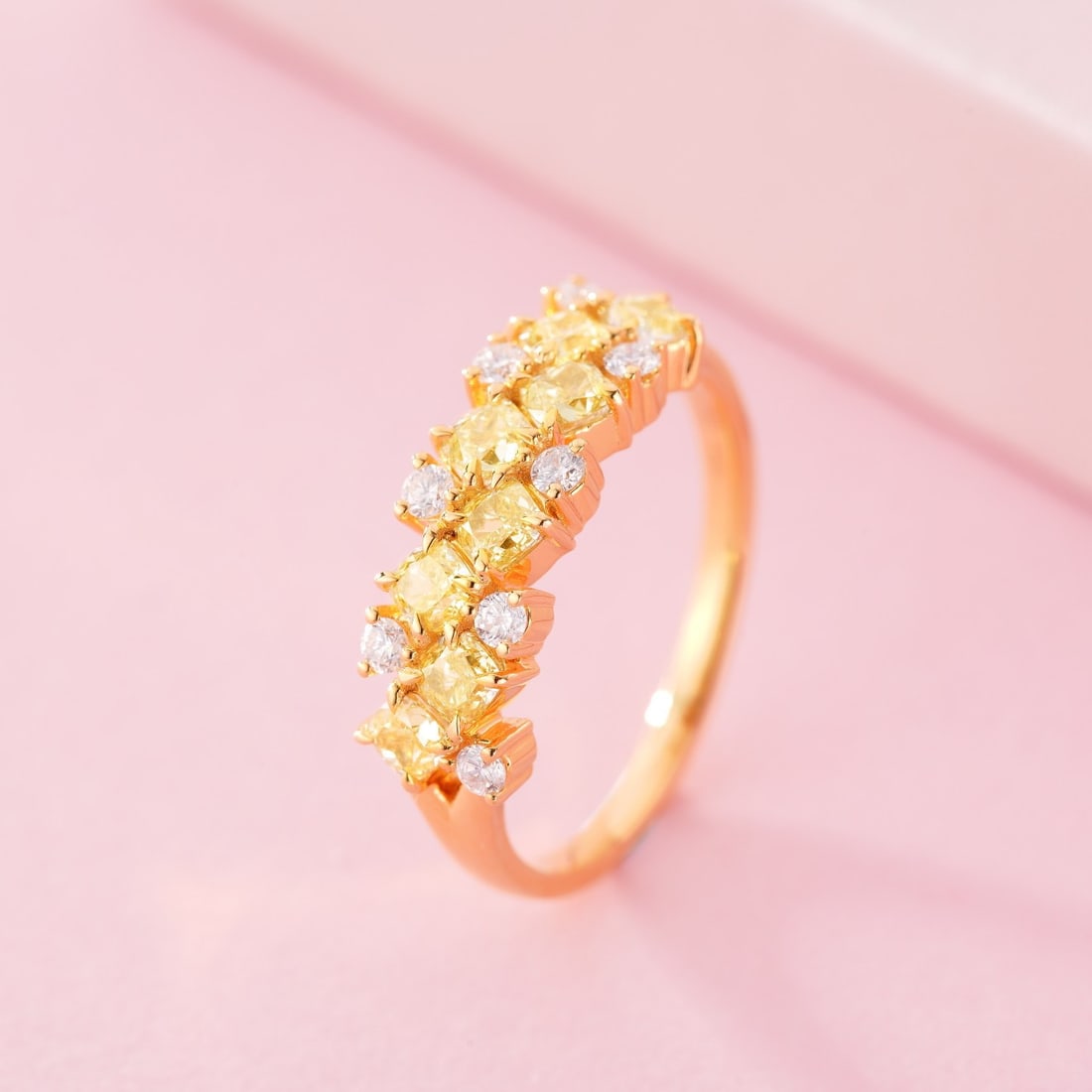 14k Gold 1.04 Ctw Natural Yellow Diamond & Diamond Ring - 4