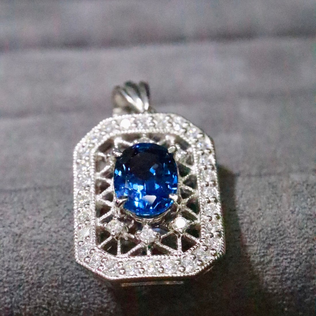 14k Gold 2.63 Ctw Natural Sapphire & Diamond Pendant( Without Chain ) - 4