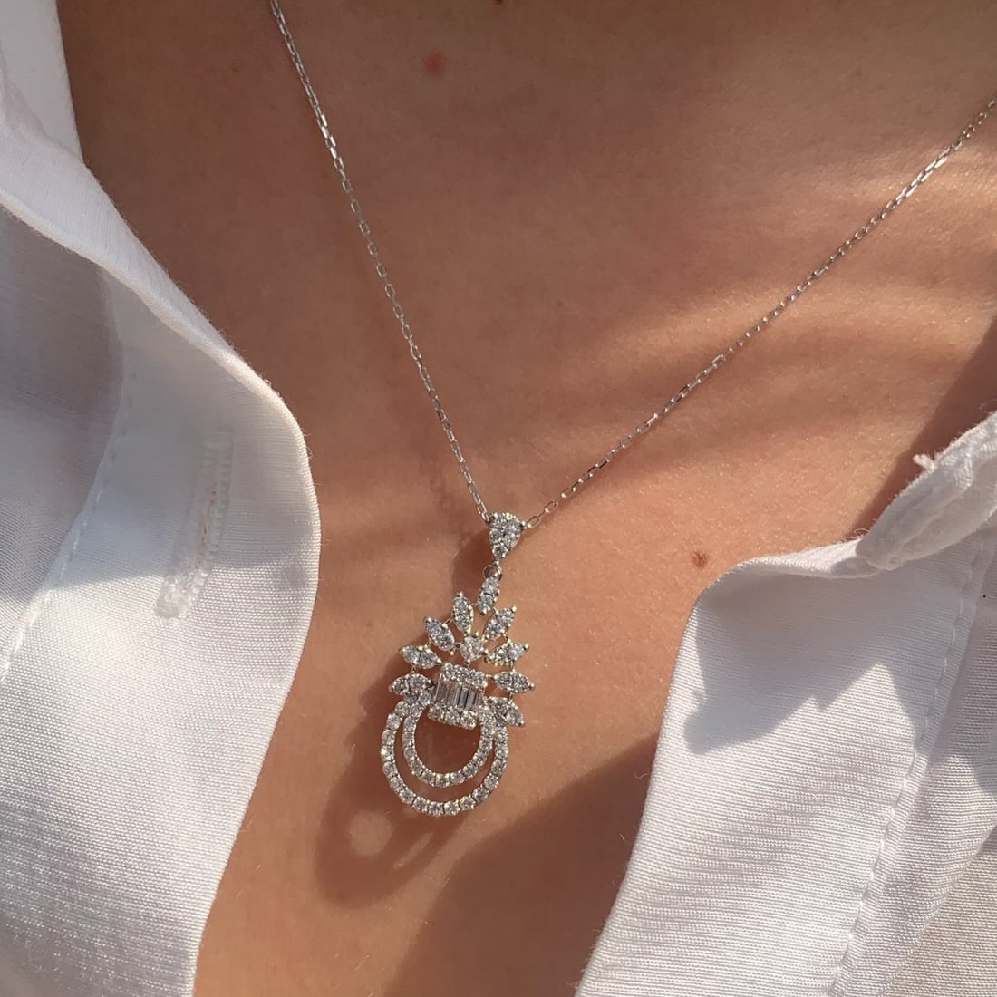 14k Gold 0.78 Ct Natural H Diamond Necklace - 5