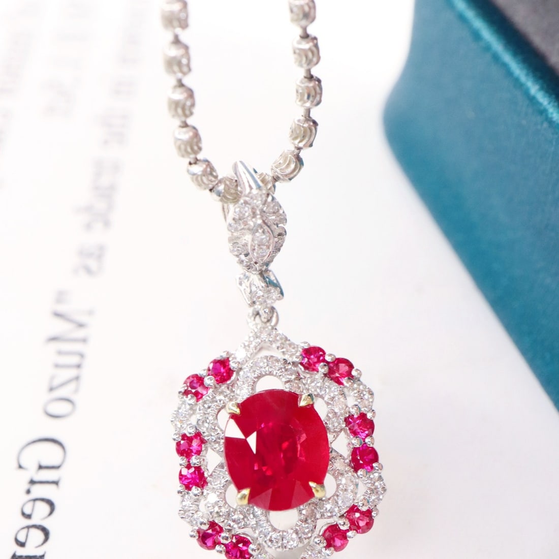 14k Gold 1.53 Ctw Natural Ruby & Diamond Pendant( Without Chain ) - 4