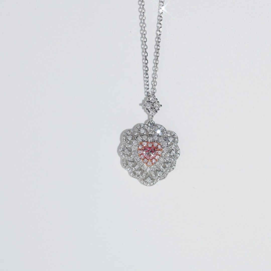 14k Gold 0.60 Ctw Natural Pink Diamond & Diamond Necklace - 6