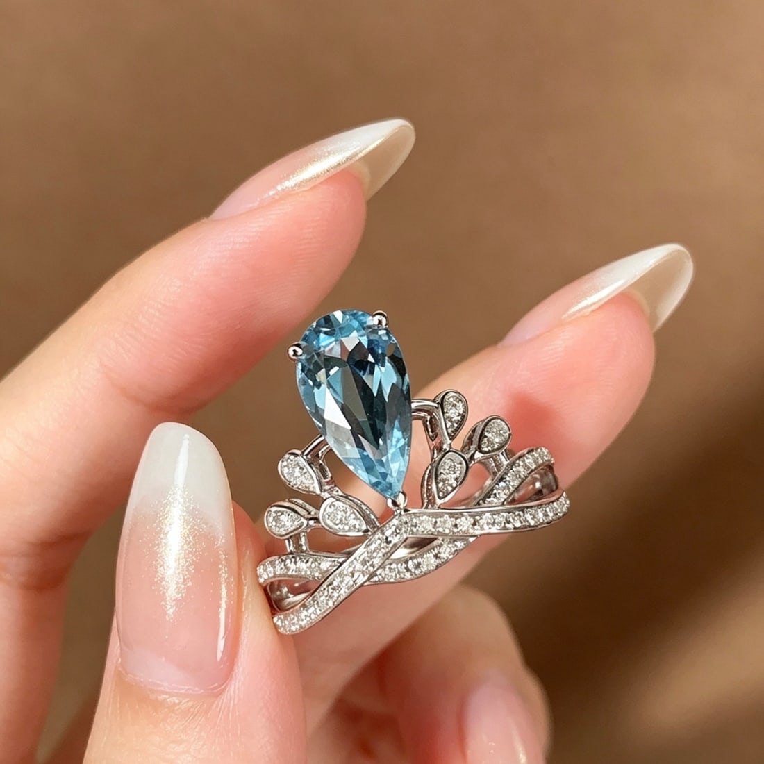 14k Gold 1.46 Ct Natural Aquamarine & Diamond Ring - 3