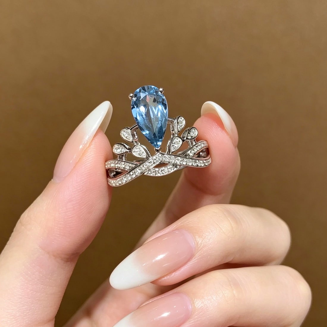 14k Gold 1.46 Ct Natural Aquamarine & Diamond Ring - 6