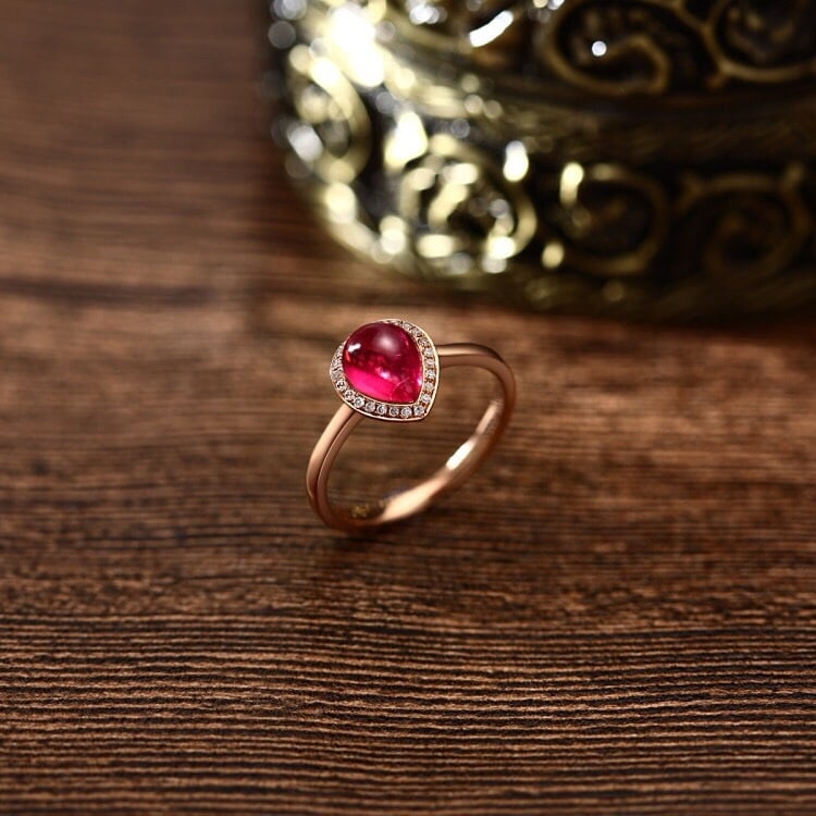 14k Gold 1.53 Ctw Natural Tourmaline & Diamond Ring - 2