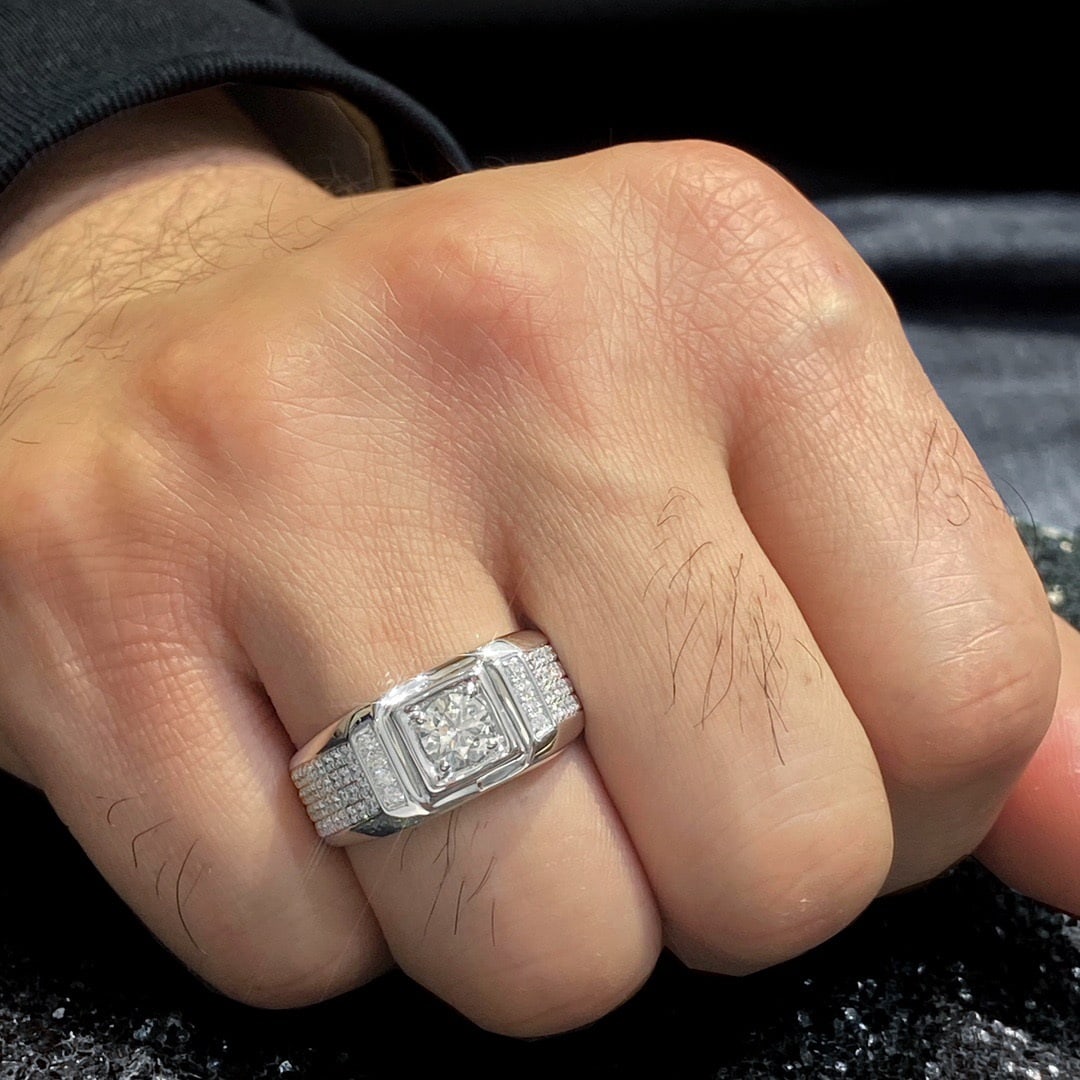 14k Gold 1.60 Ctw Natural H Diamond & Men¡¯s Ring - 6