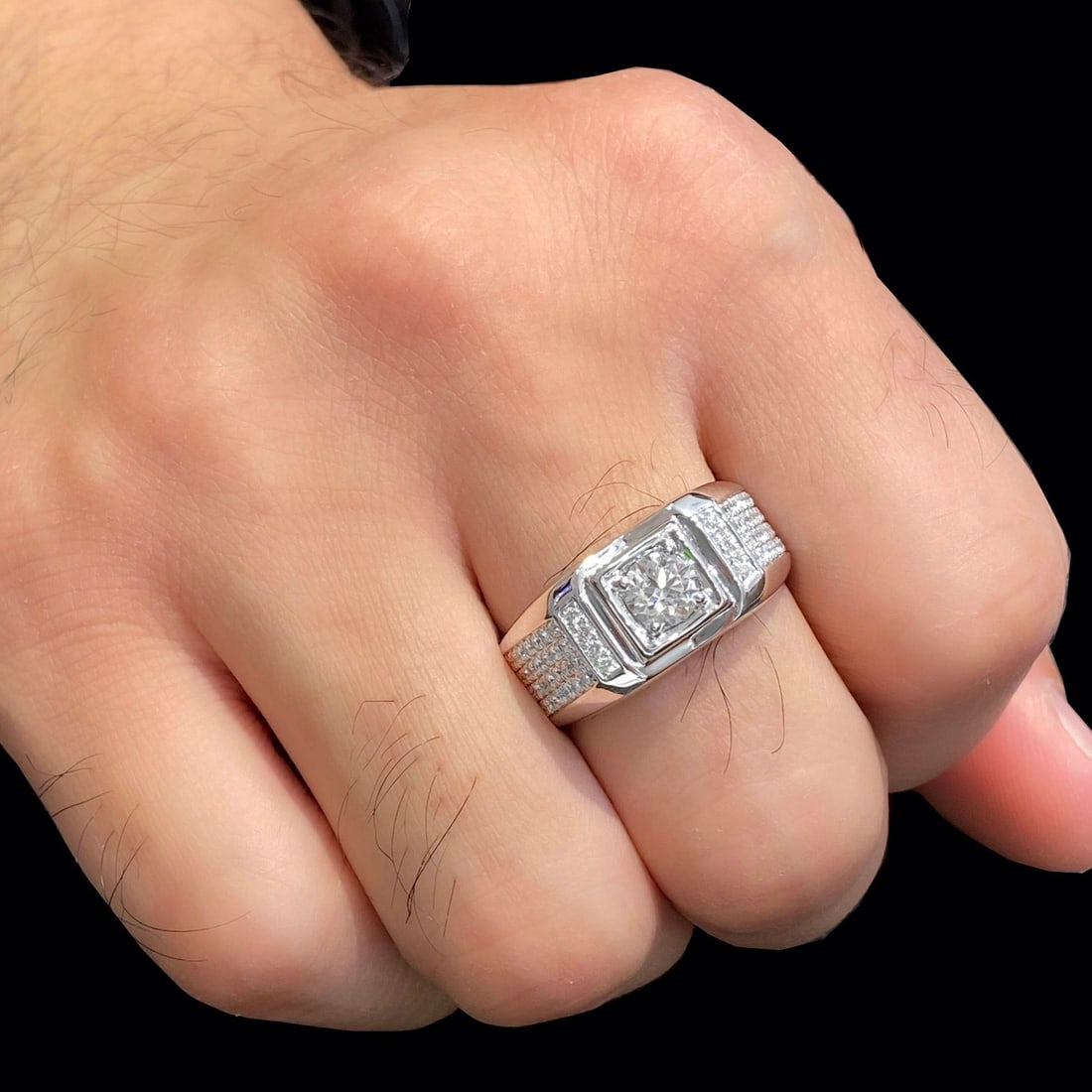 14k Gold 1.60 Ctw Natural H Diamond & Men¡¯s Ring - 7