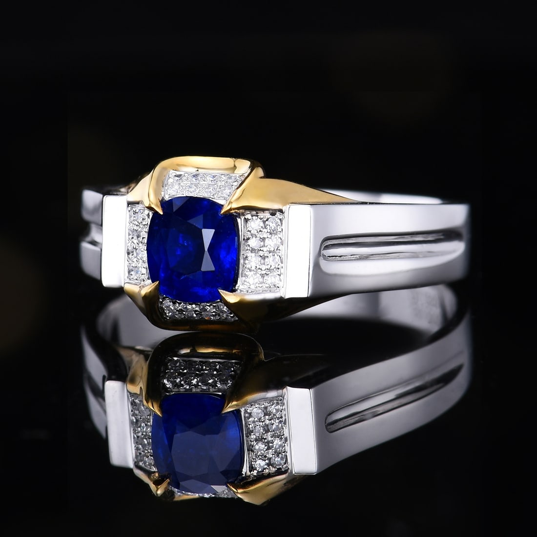 14k Gold 0.94 Ctw Natural Sapphire & Diamond Ring - 2