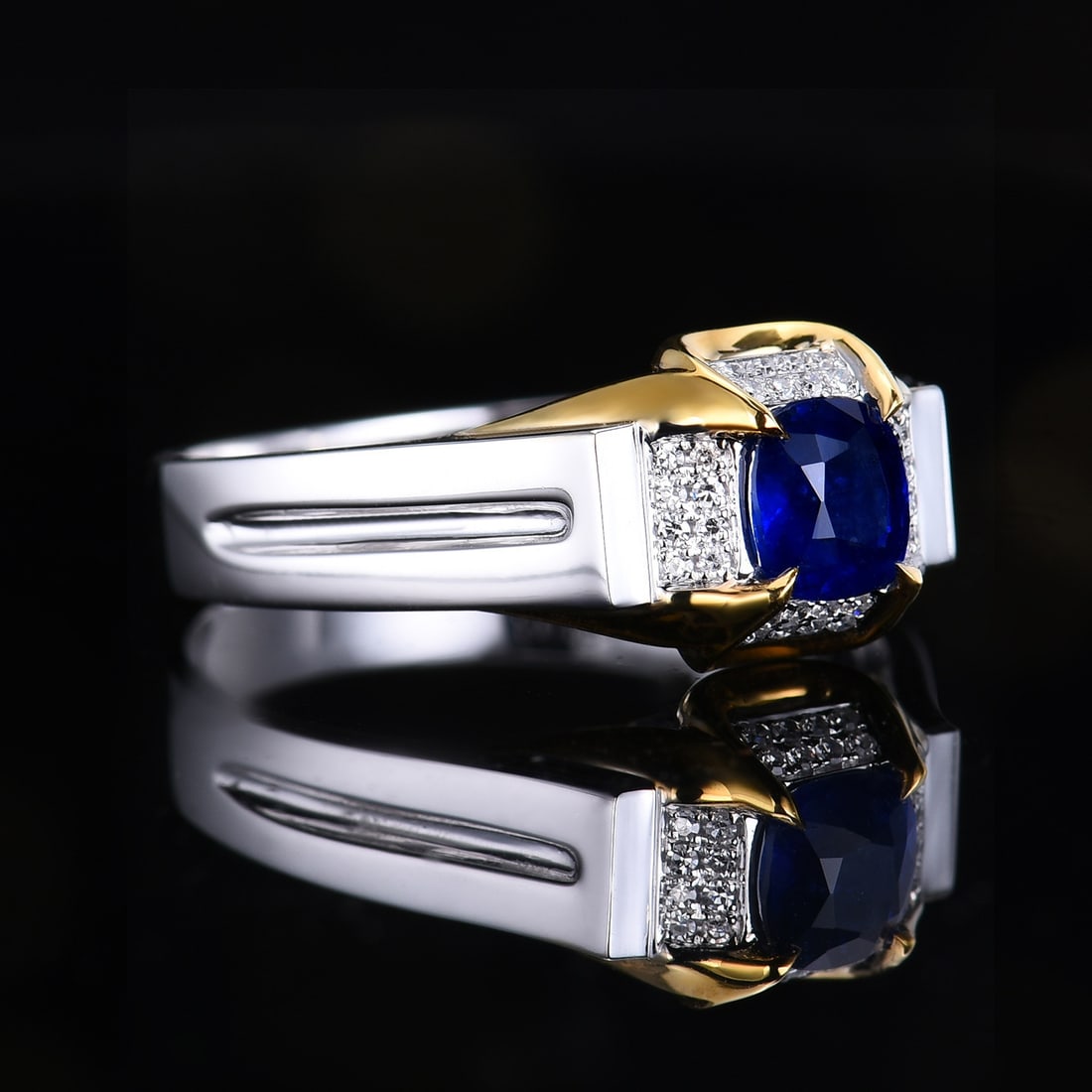 14k Gold 0.94 Ctw Natural Sapphire & Diamond Ring - 5