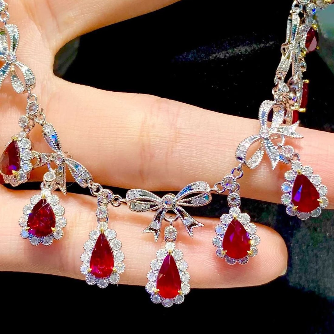 14k Gold 6.8 Ct Natural Ruby & Diamond Necklace - 4