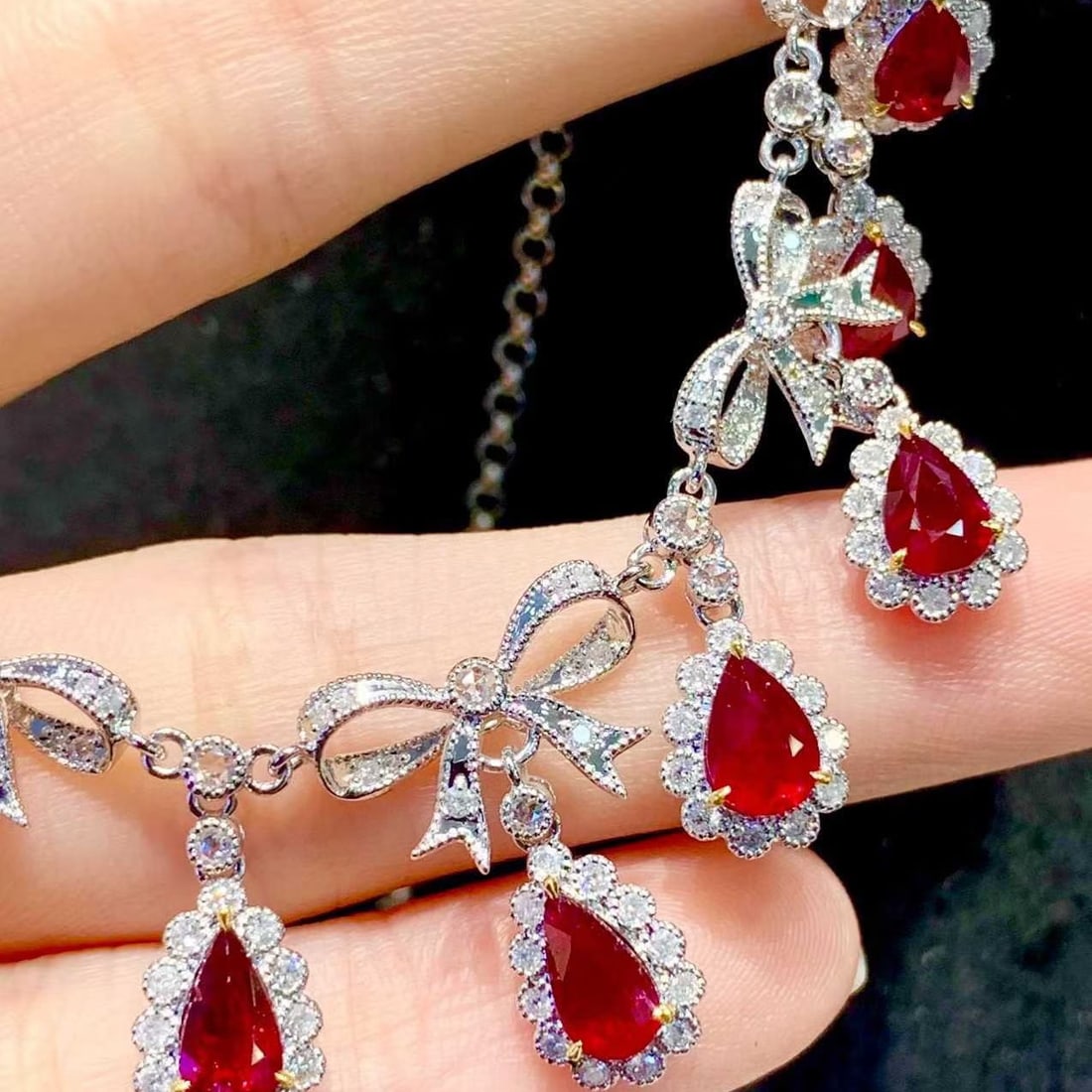 14k Gold 6.8 Ct Natural Ruby & Diamond Necklace - 5