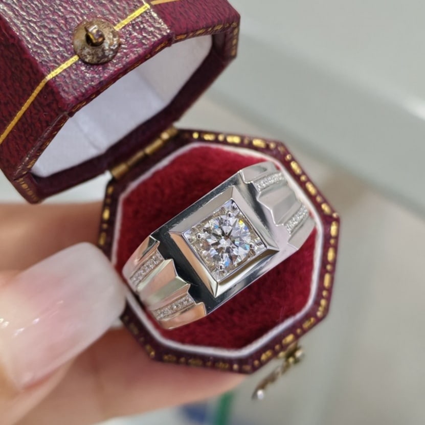 14k Gold 0.55 Ct Natural H Diamond & Men¡¯s Ring: Ref:231169047 // gold content:14k gold // ring size:8us // // main gemstone:diamond // shape:round // carat weight:0. 55ct // clarity grade:vs // color:h // treatment:natural // cut grade:g // //