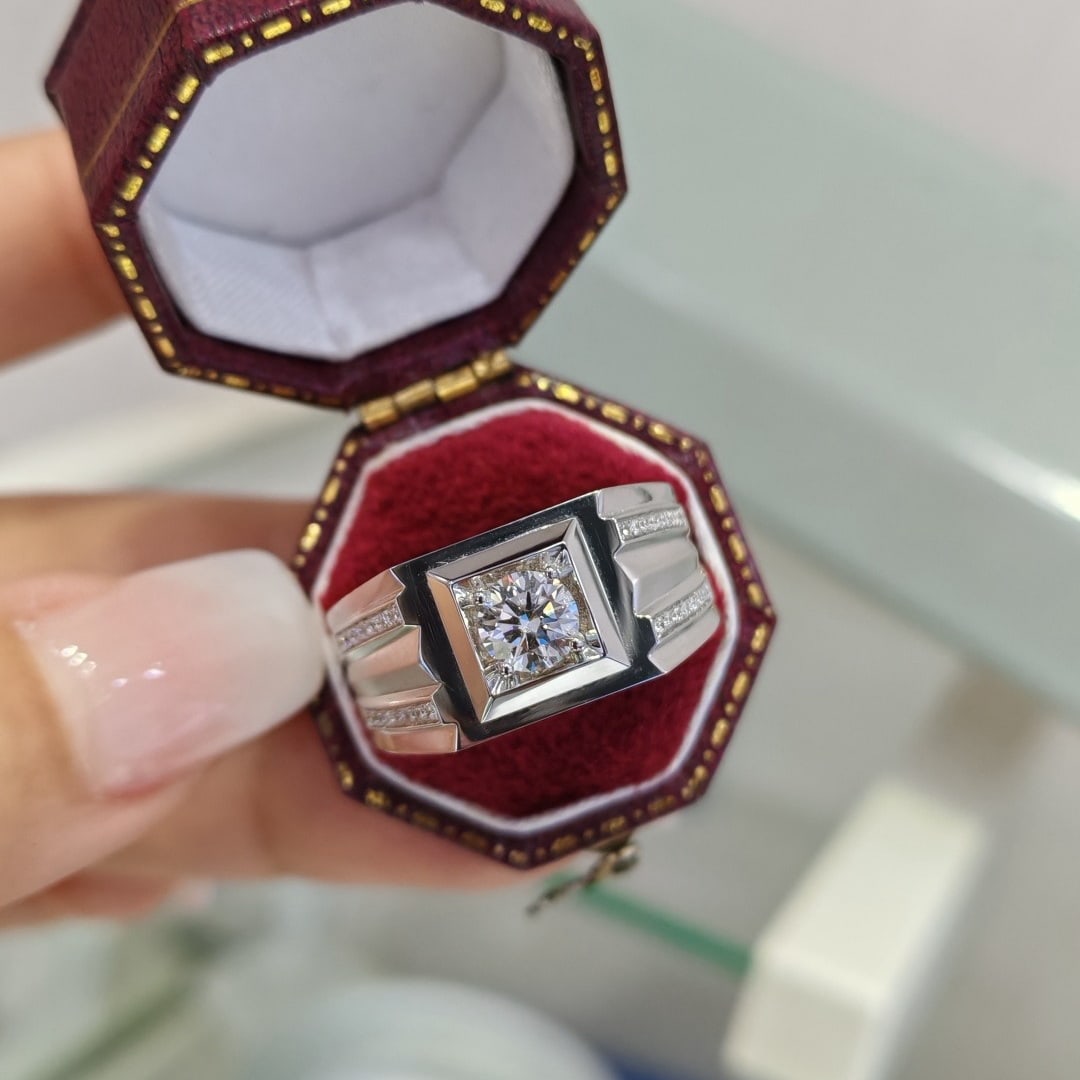 14k Gold 0.55 Ct Natural H Diamond & Men¡¯s Ring - 2