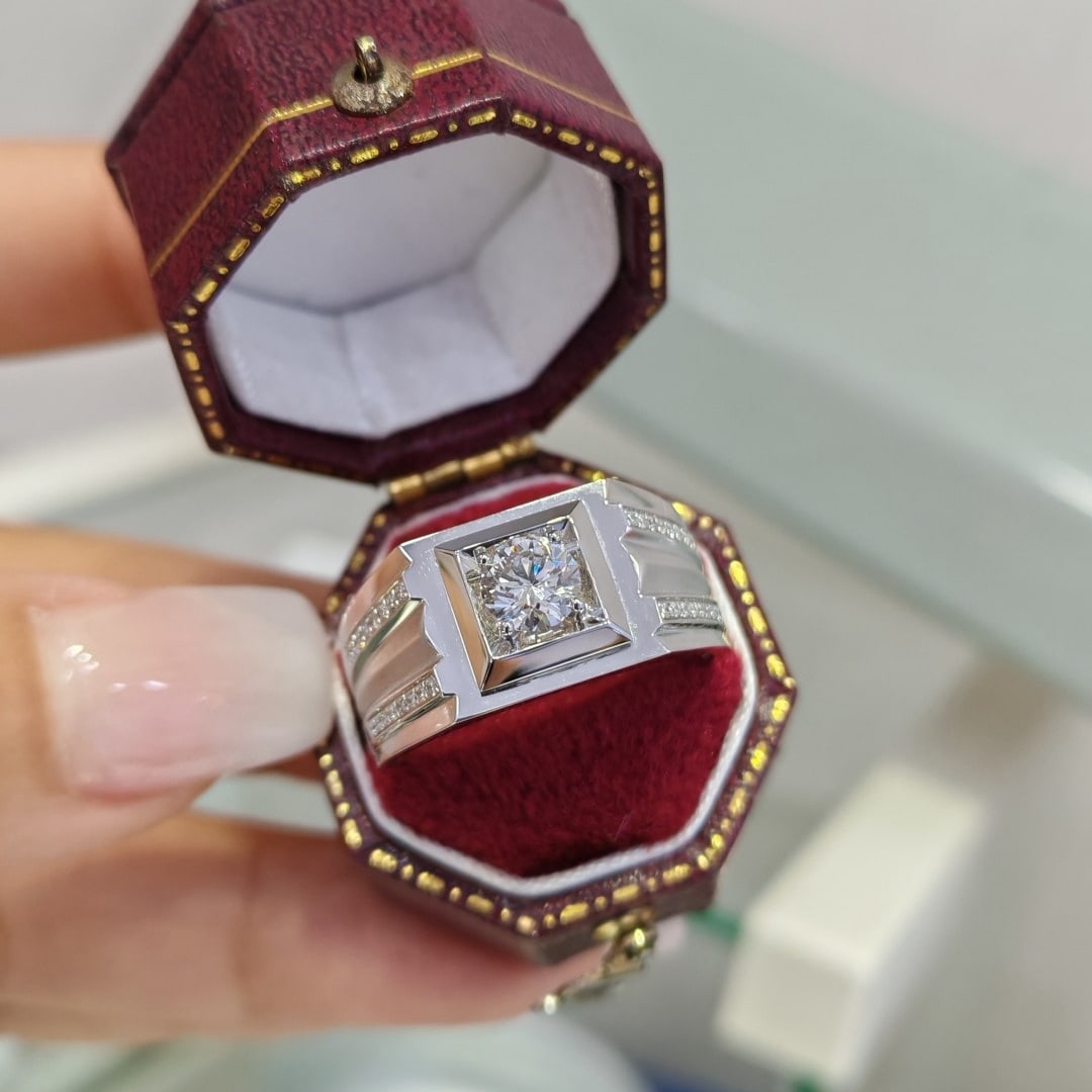 14k Gold 0.55 Ct Natural H Diamond & Men¡¯s Ring - 3
