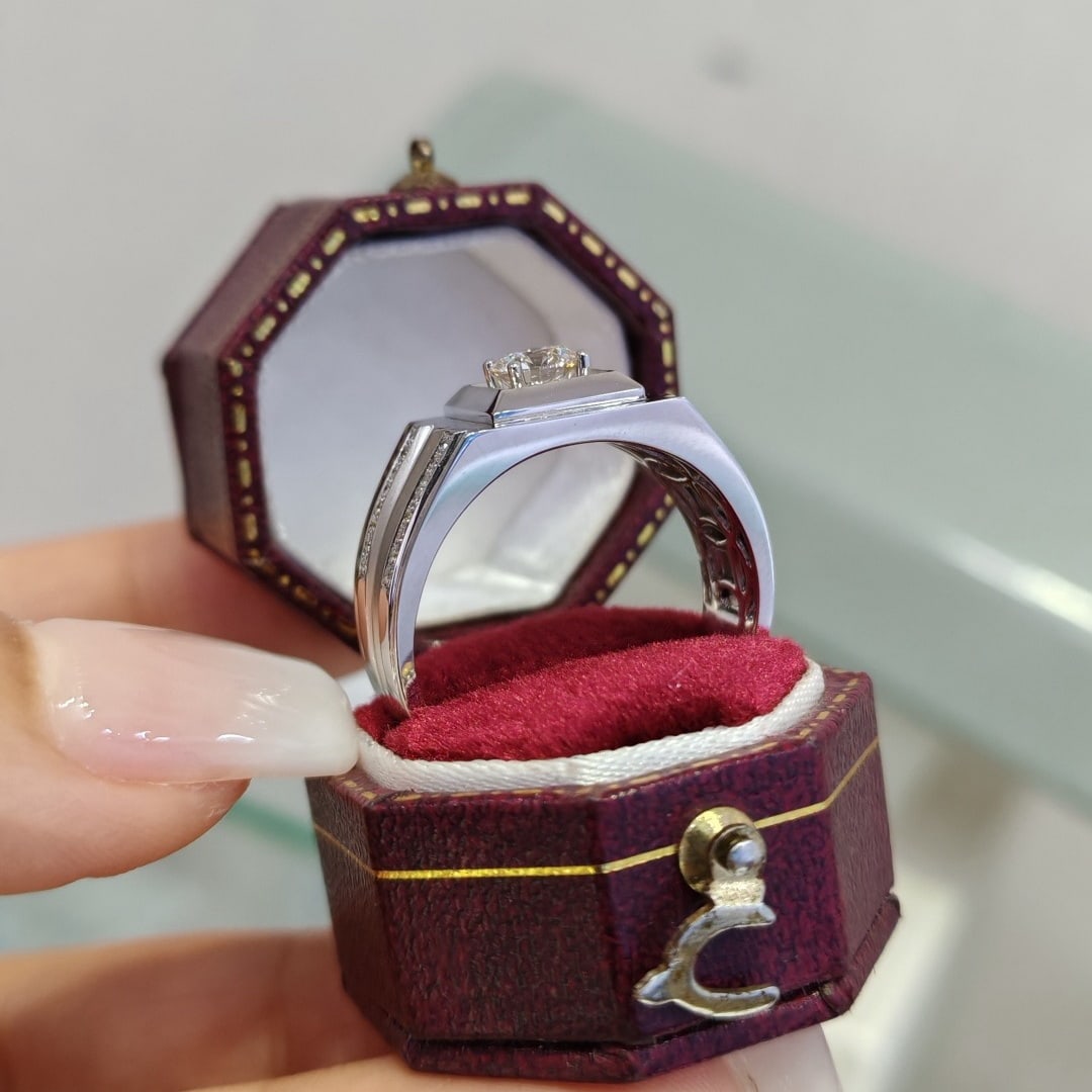 14k Gold 0.55 Ct Natural H Diamond & Men¡¯s Ring - 4