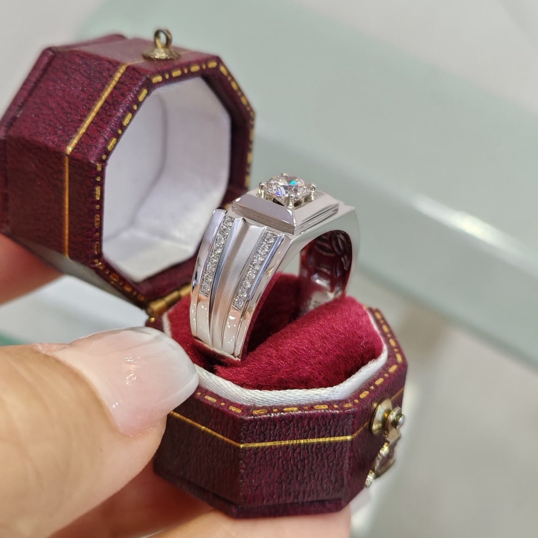 14k Gold 0.55 Ct Natural H Diamond & Men¡¯s Ring - 5