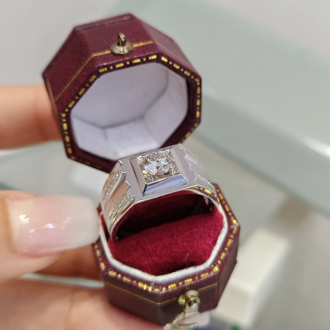 14k Gold 0.55 Ct Natural H Diamond & Men¡¯s Ring - 6
