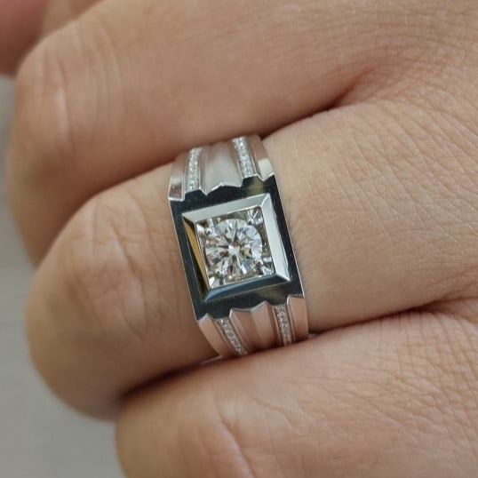 14k Gold 0.55 Ct Natural H Diamond & Men¡¯s Ring - 7