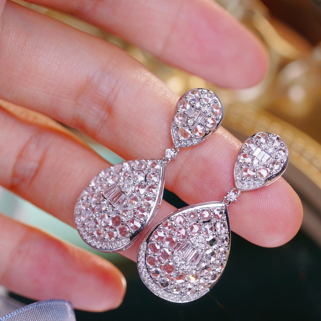 14k Gold 2.8 Ct Natural H Diamond Earrings - 2