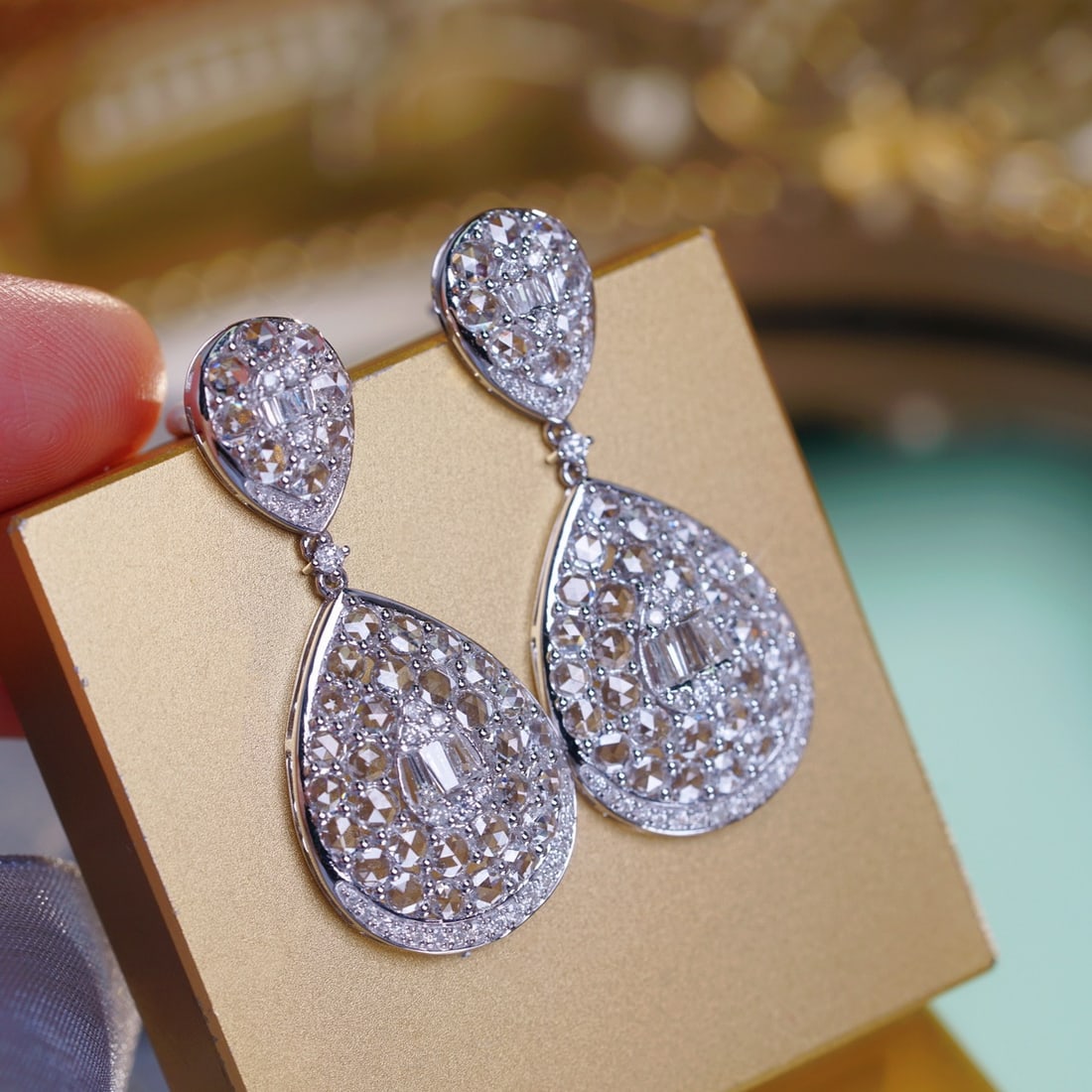 14k Gold 2.8 Ct Natural H Diamond Earrings - 7